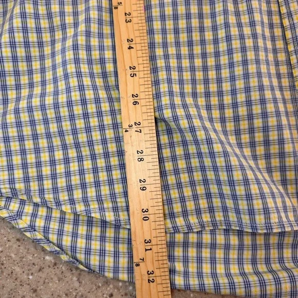 Vintage Polo Ralph Lauren Men's XL Yellow & Navy Button Down Short Sleeve Shirt - Picture 2 of 7